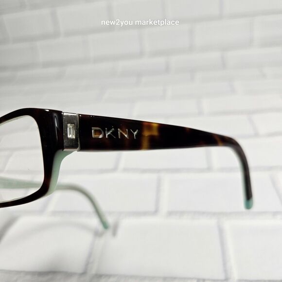 DKNY Tortoise Rectangular Frame W Teal Interior Glasses DY4585B 3388 52 17 135 - Picture 1 of 10